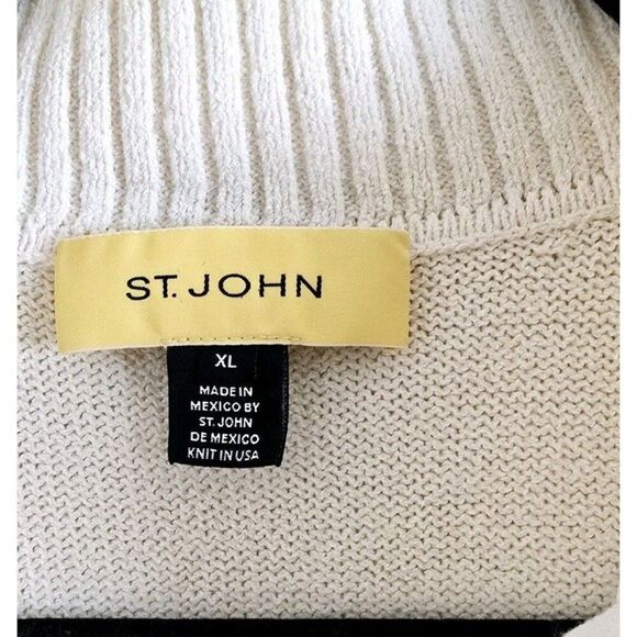 St. John Collection Wool Blend Size XL Color Block Zip-Up Cardigan Sweater - Picture 2 of 14